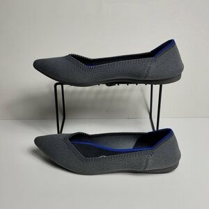 Rothys Flats Womens Size 6 Gray Blue Birdseye Flats Pointy Toe Knit Shoes